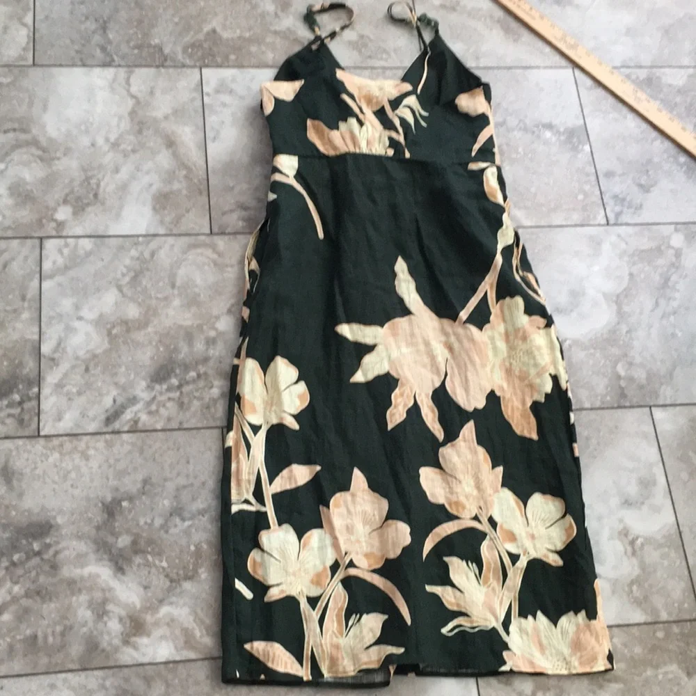 REISS NWOT LINEN N COTTON ALICE POCKETED FAUX WRAP FLORAL MIDI DRESS SIZE 10 - Picture 10 of 14